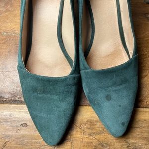 Green suede block heel pumps. Size 8/38